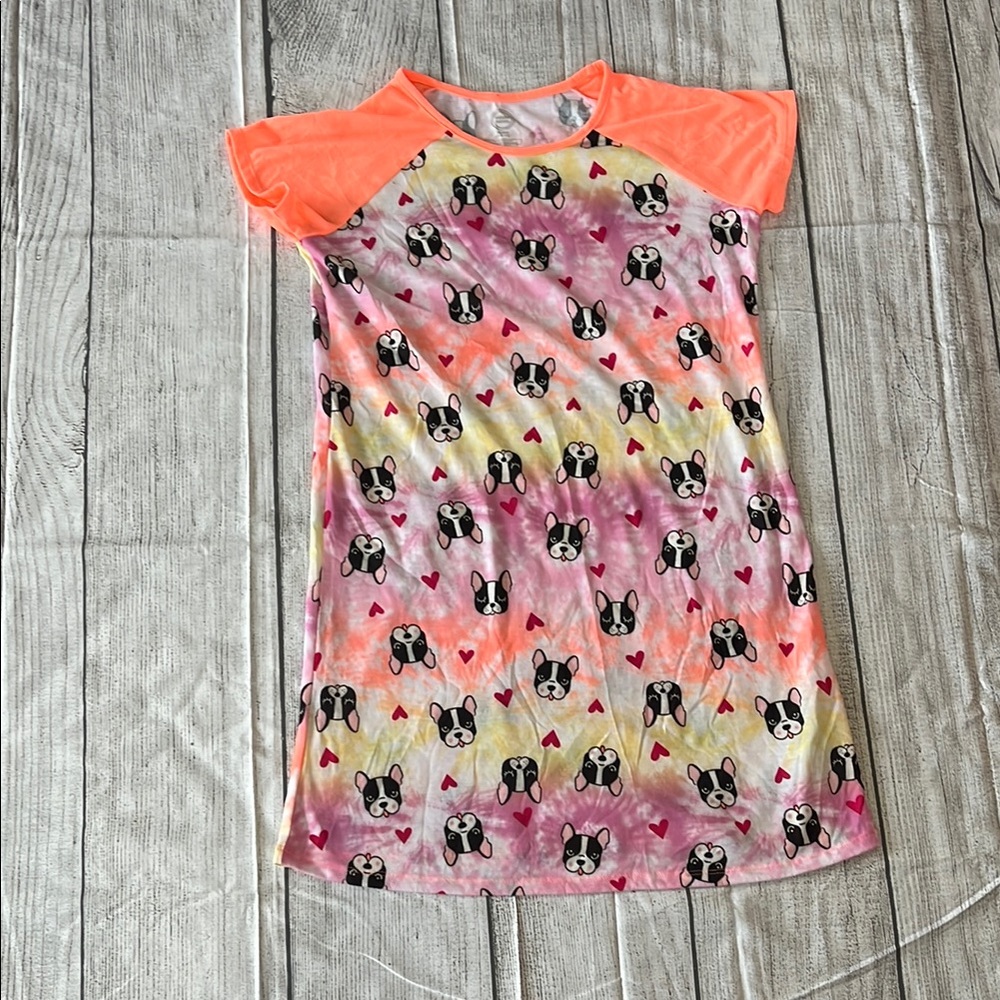 Wonder Nation Orange and Pink French Bulldog Nightgown